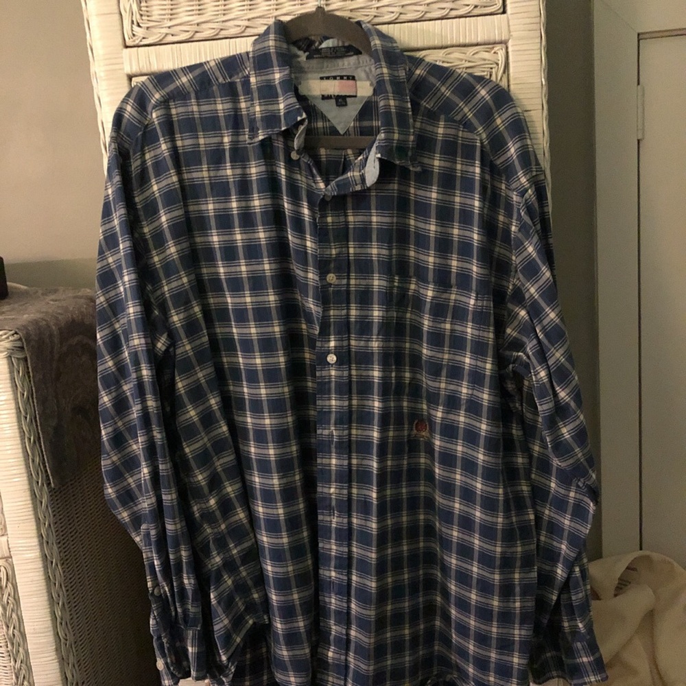 plaid tommy button up